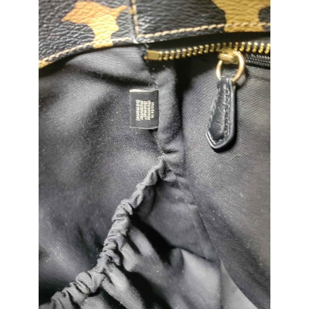 Coach Leopard Print Tote‎ Bag Black Leather Straps purse